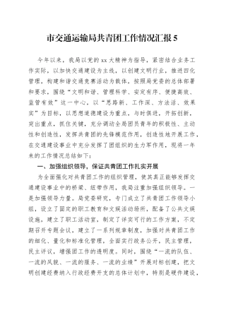 市交通运输局共青团工作情况汇报5