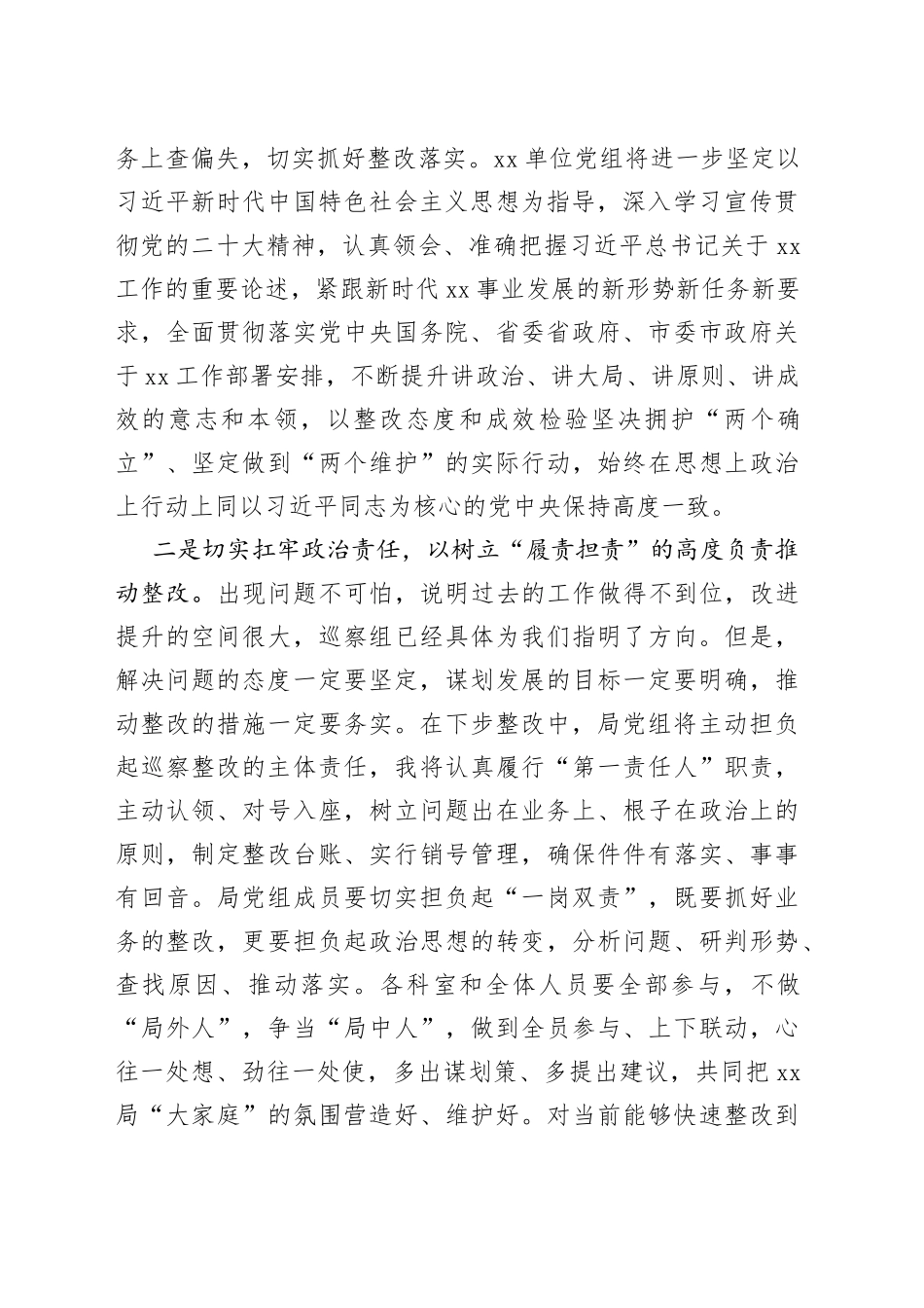 市局巡察问题反馈会议表态发言材料（整改）_第2页