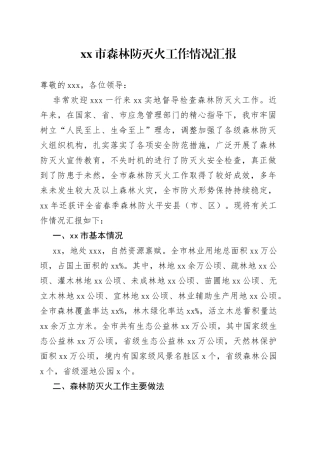 市森林防灭火工作情况汇报