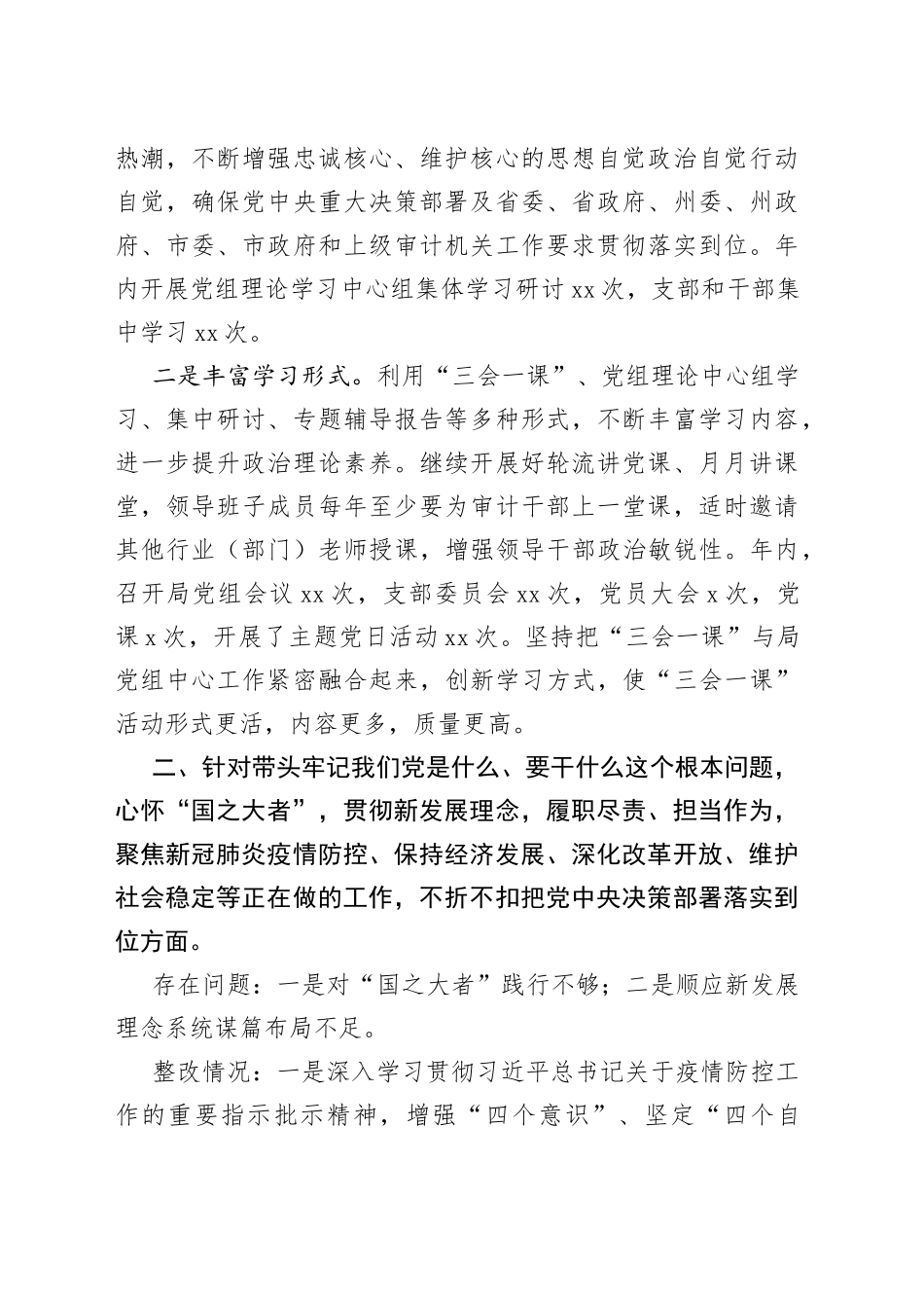 市审计局领导班子党史学习教育专题民主生活会整改情况报告_第2页