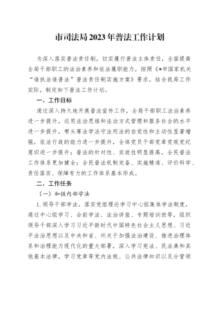 市司法局2023年普法工作计划
