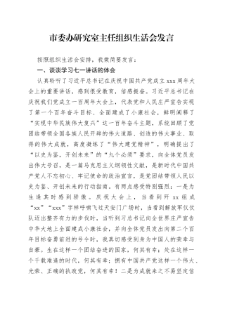 市委办研究室主任组织生活会发言