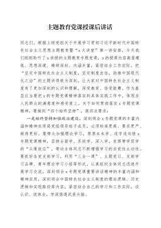 主题教育党课授课后讲话