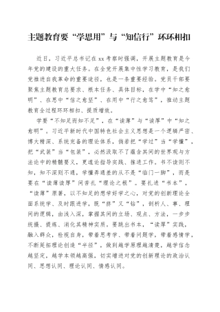 主题教育要“学思用”与“知信行”环环相扣