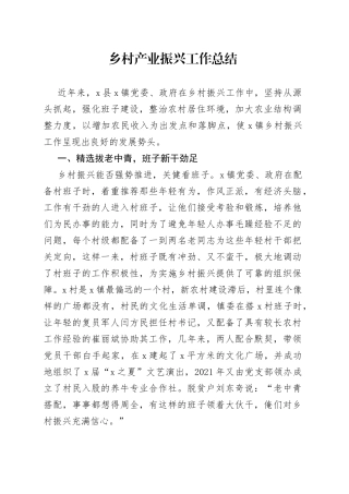 乡村产业振兴工作总结