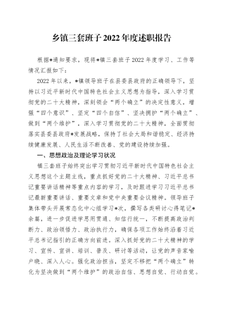 乡镇三套班子2022年度述职报告