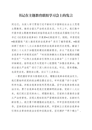 书记在主题教育联组学习会上的发言