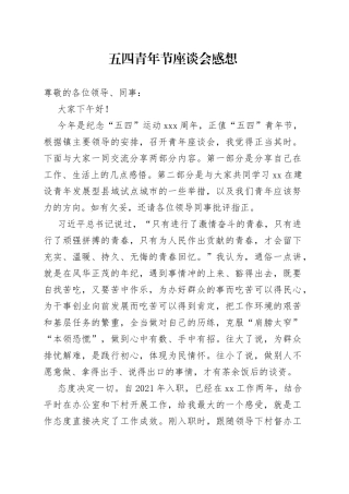 五四青年节座谈会感想