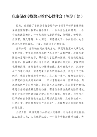 以案促改专题警示教育心得体会（领导干部）