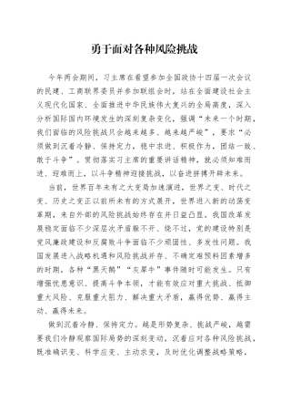 勇于面对各种风险挑战