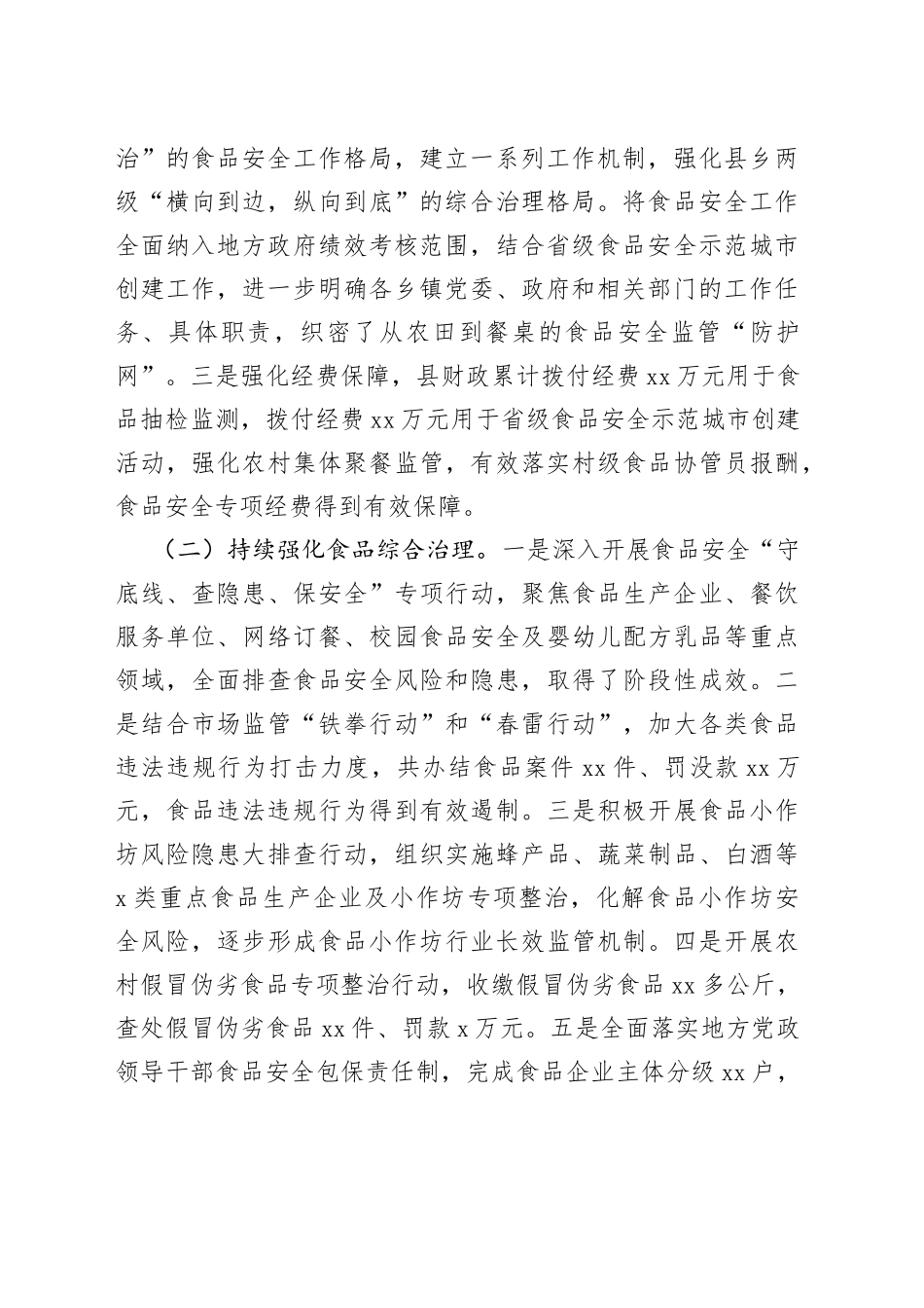 县2022年食品安全工作情况的报告_第2页