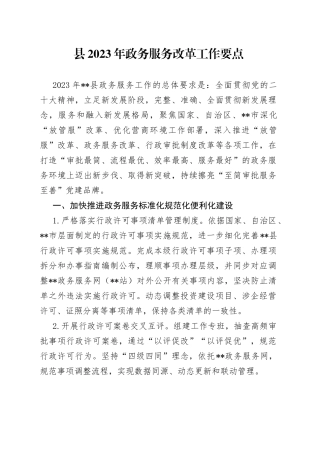 县2023年政务服务改革工作要点(1)