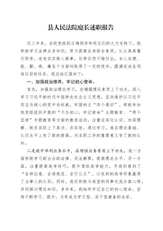 县人民法院庭长述职报告