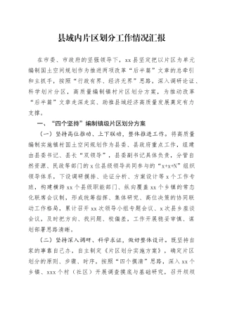 县域内片区划分工作情况的汇报
