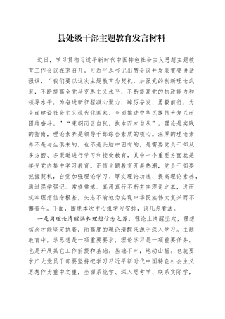 县处级干部主题教育发言材料