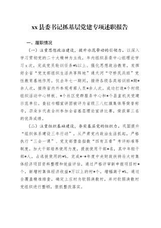 县委书记抓基层党建专项述职报告