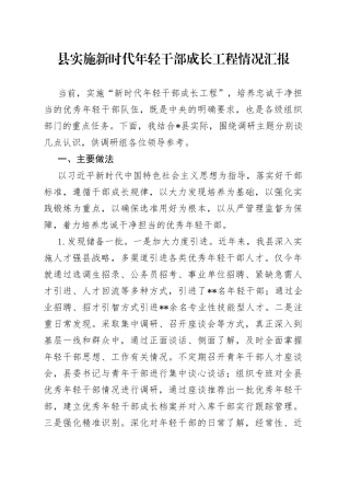 县实施新时代年轻干部成长工程情况汇报(1)
