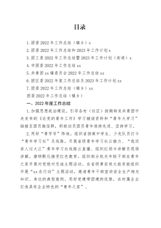团委2022年工作总结和2023年工作计划合集
