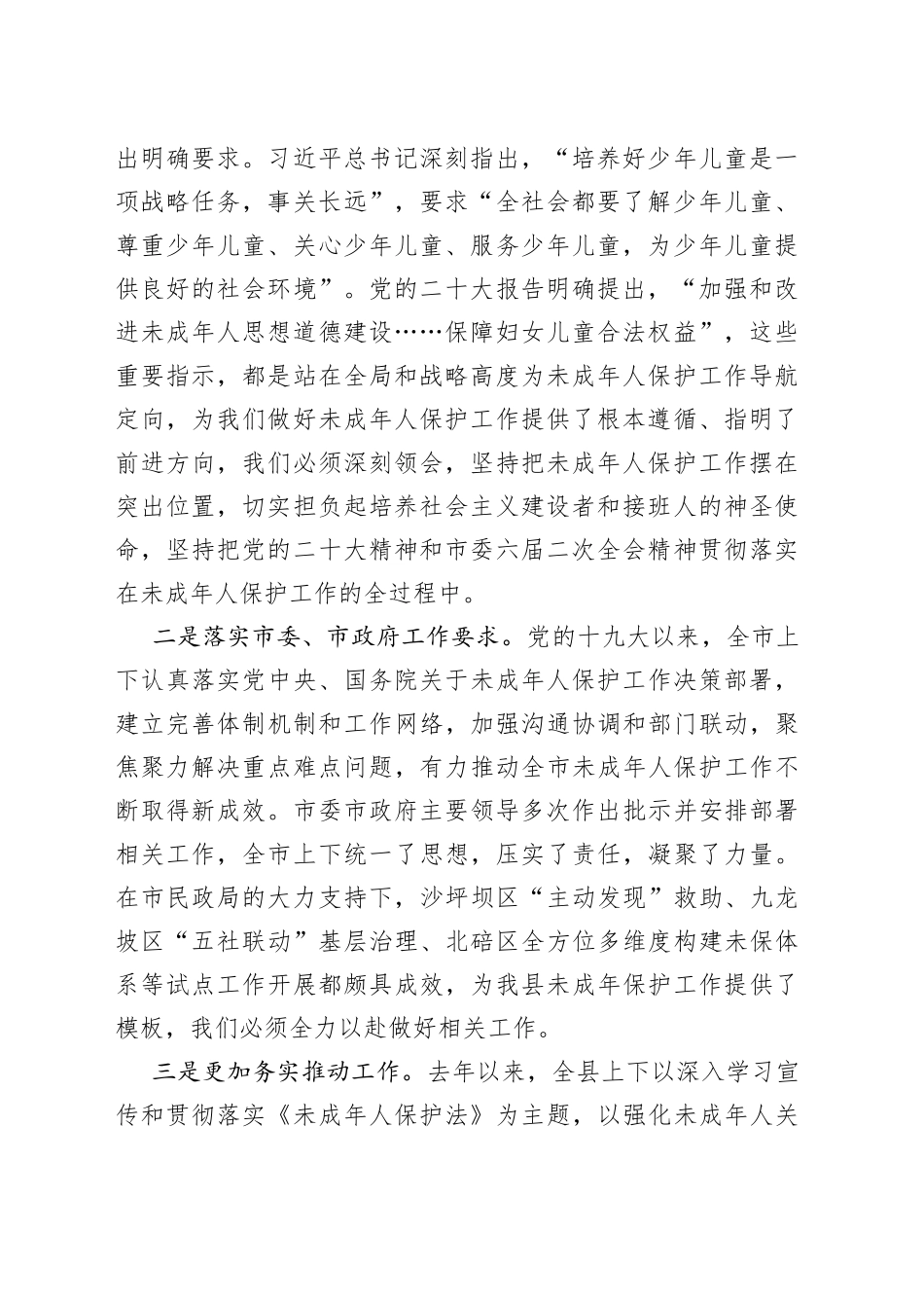 在2023年全县未成年人保护工作会上的讲话（最新）_第2页