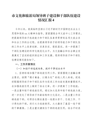 市文化和旅游局领导班子建设和干部队伍建设情况汇报4