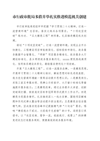 市行政审批局多措并举 扎实推进模范机关创建