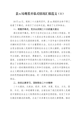 收看党的二十大开幕式情况报告4篇（总结报告）