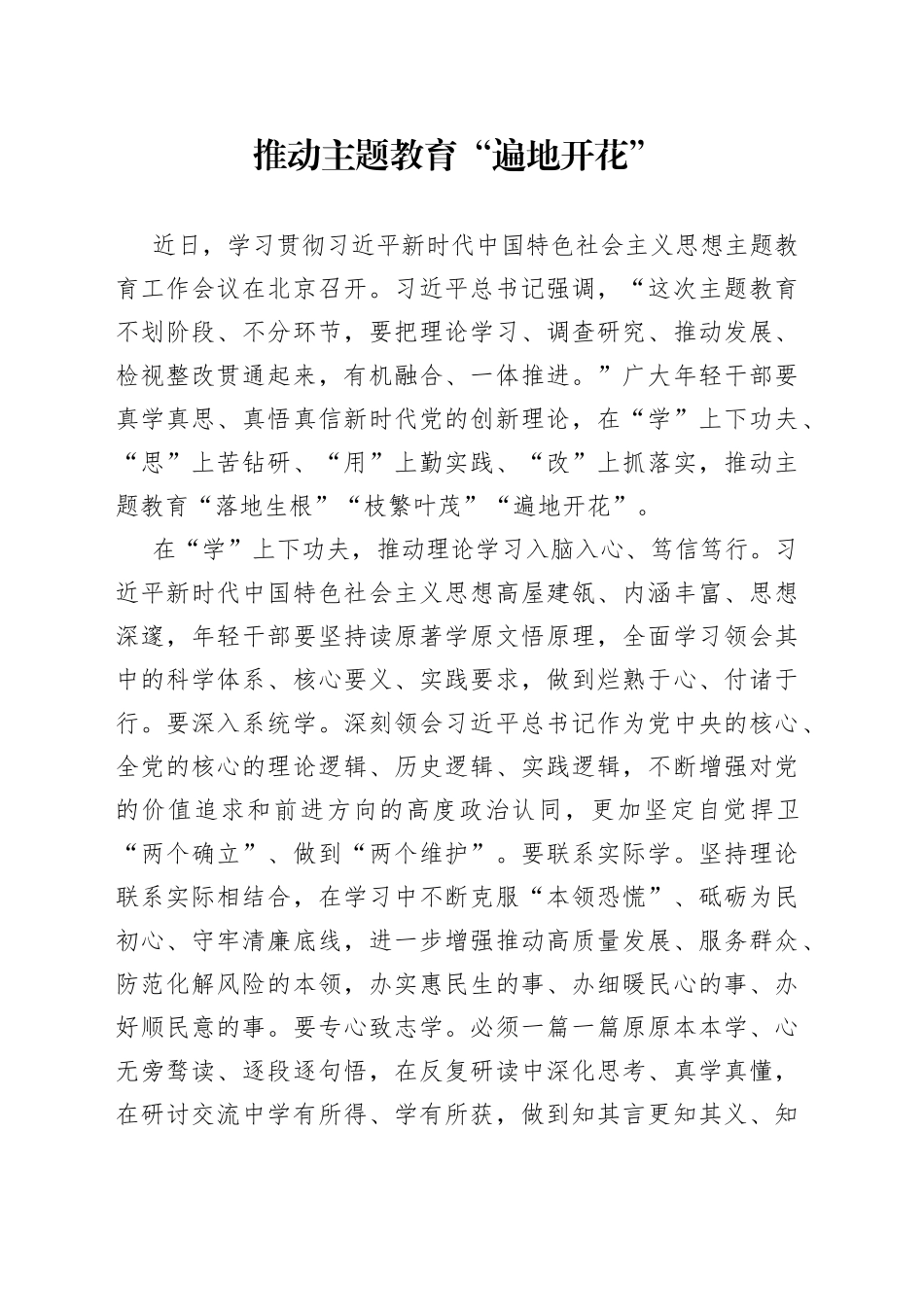 推动主题教育“遍地开花”_第1页