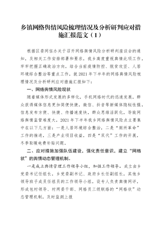 网络舆情隐患风险排查情况报告