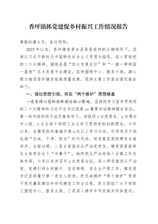 香坪镇抓党建促乡村振兴工作情况报告