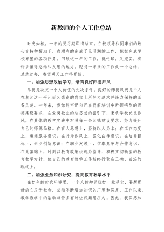 新教师的个人工作总结