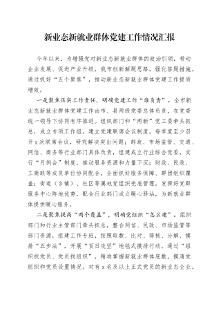 新业态新就业群体党建工作情况汇报