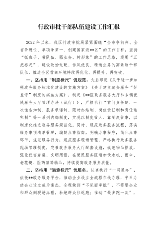 行政审批干部队伍建设工作汇报