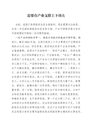 需要在产业支撑上下功夫