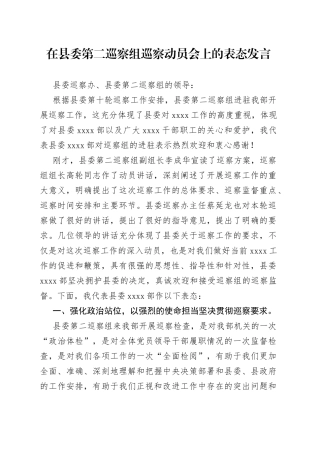 在县委第二巡察组巡察动员会上的表态发言