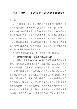 在新任领导干部集体谈心谈话会上的讲话