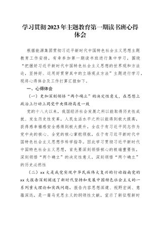 学习贯彻2023年主题教育第一期读书班心得体会
