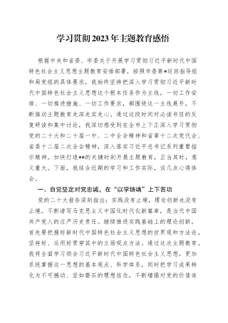 学习贯彻2023年主题教育感悟