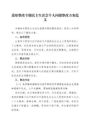 巡察整改专题民主生活会个人问题整改方案范文（供热办负责人，工作实施方案）