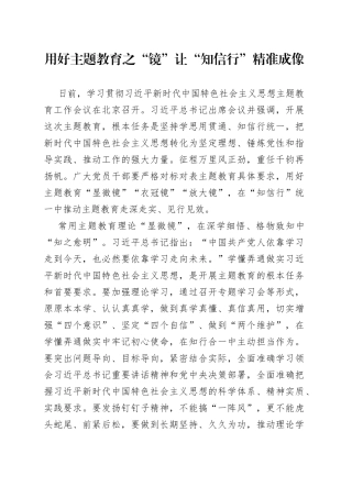 用好主题教育之“镜”让“知信行”精准成像