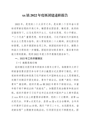 镇2022年度抓团建述职报告