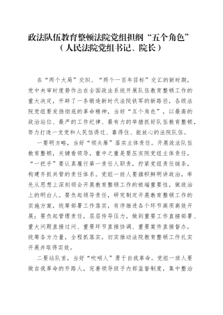 政法队伍教育整顿法院党组担纲“五个角色”