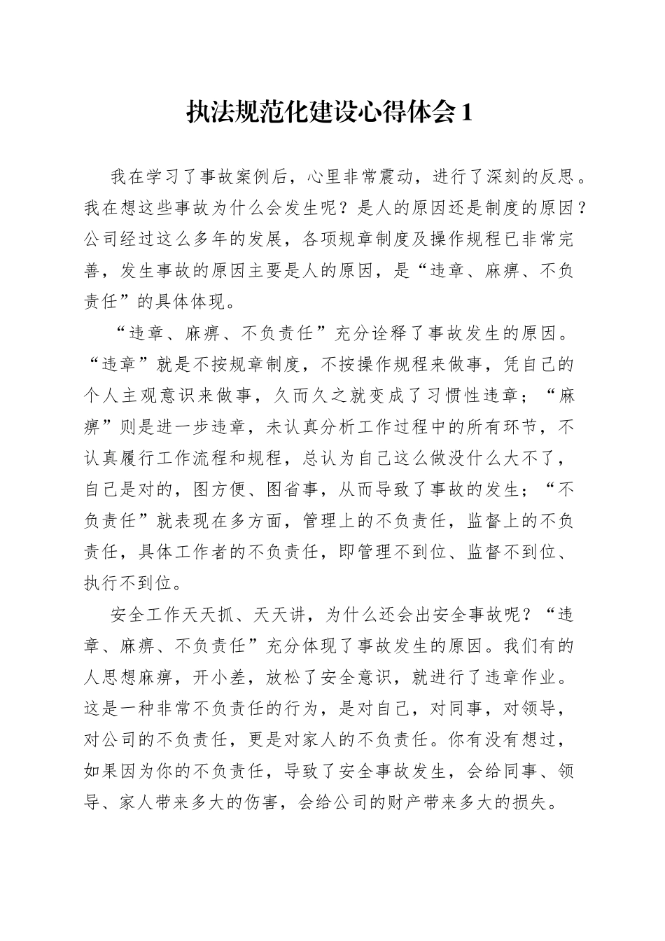 执法规范化建设心得体会合集_第1页