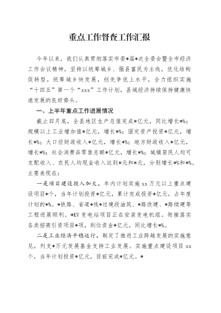 重点工作督查工作汇报