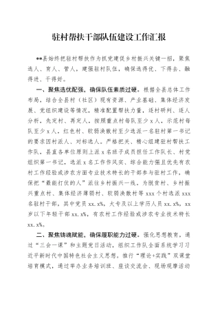 驻村帮扶干部队伍建设工作汇报（1）