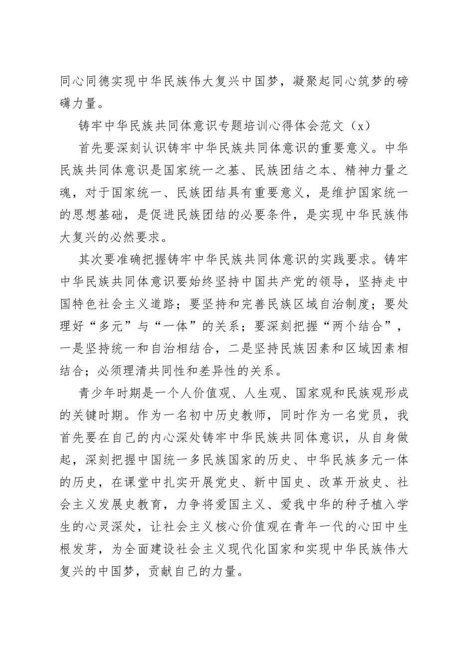 铸牢民族共同体意识培训心得体会3篇_第2页