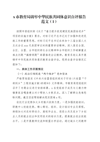 铸牢民族共同体意识自评报告2篇