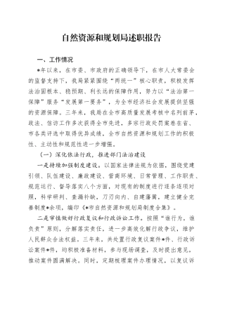 自然资源和规划局述职报告