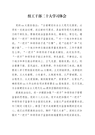 组工干部贰十大学习体会