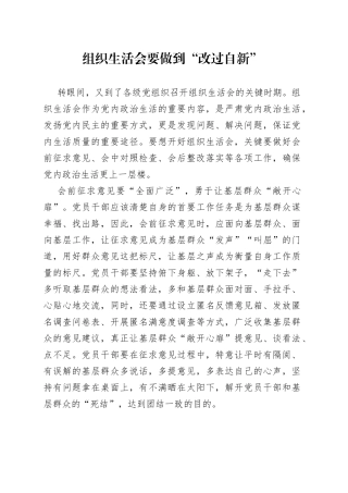 组织生活会要做到“改过自新”
