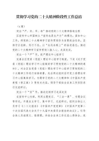 （3篇）贯彻学习党的二十大精神阶段性工作总结